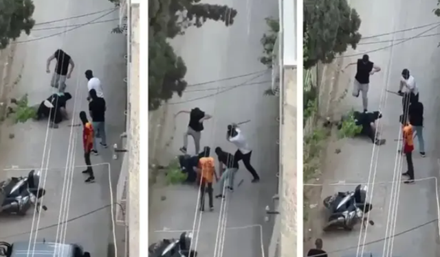 Kar maskeli 5 kişi 1 kişiyi adeta öldüresiye dövdü