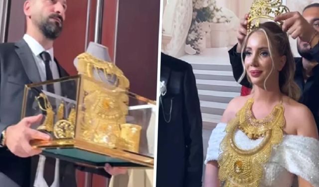 Fenomen Aleyna Dalveren'e düğününden kilolarca altın takıldı!